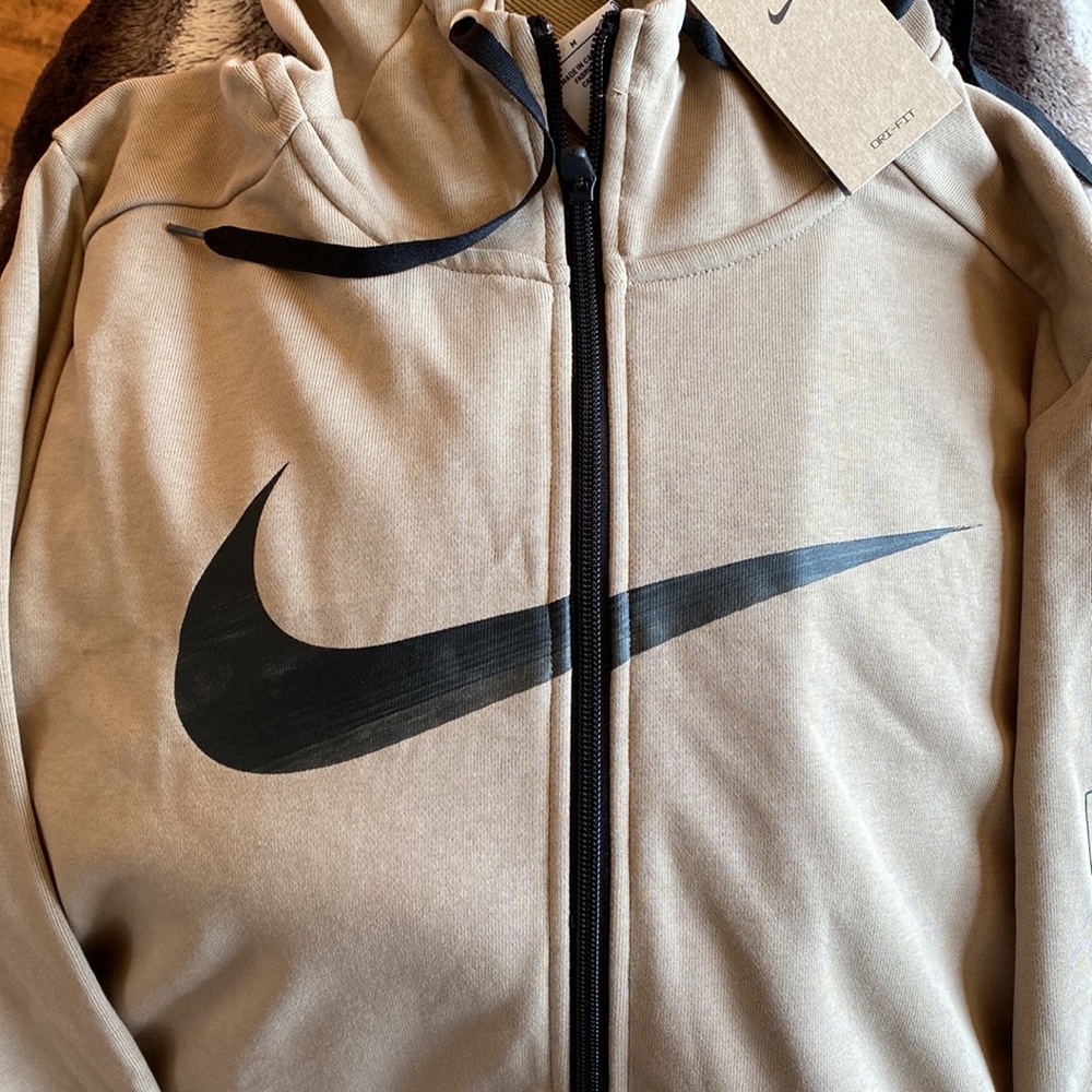tan nike zip up hoodie